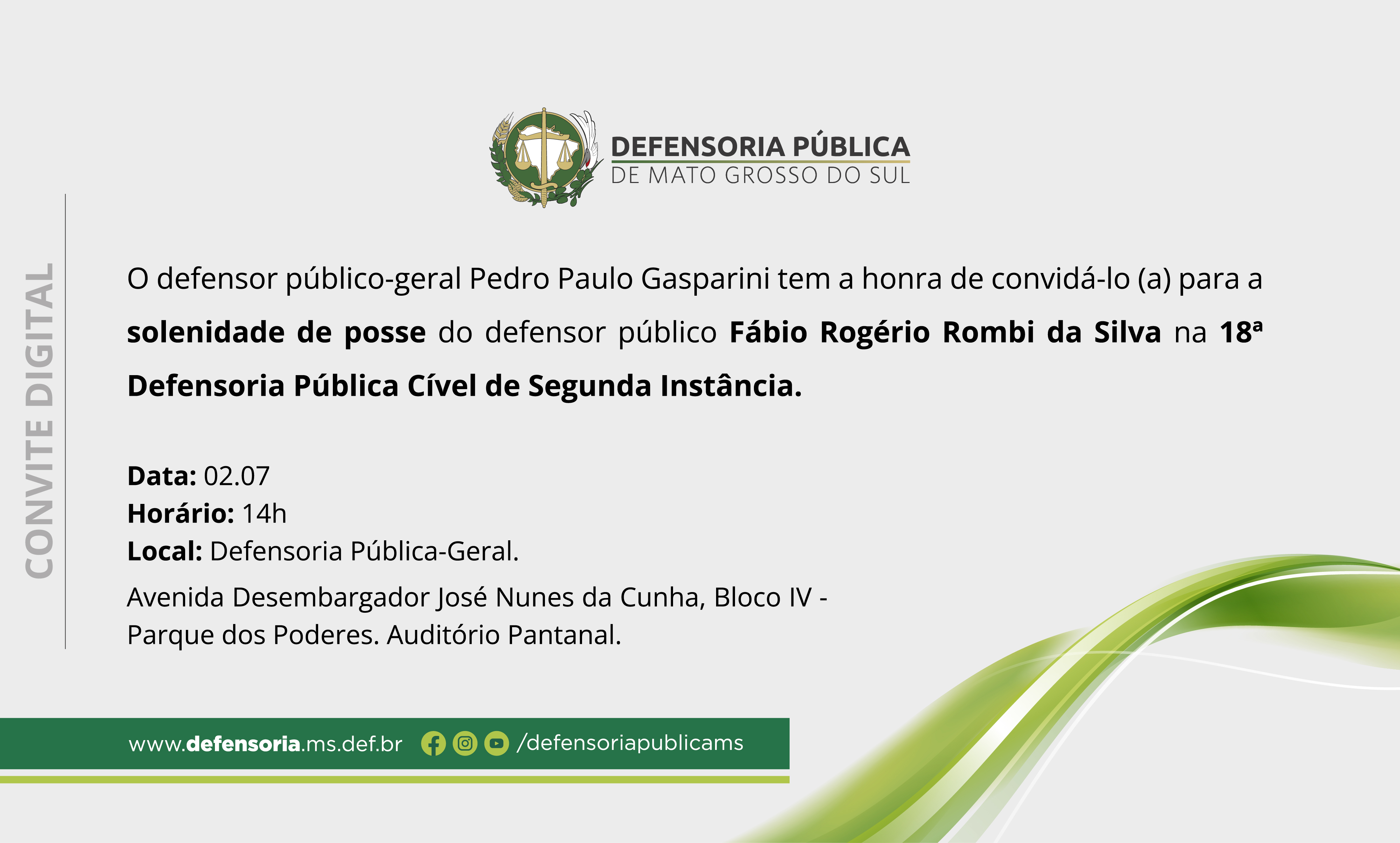 Convite Posse 2 Instancia Dr Fabio Rombi